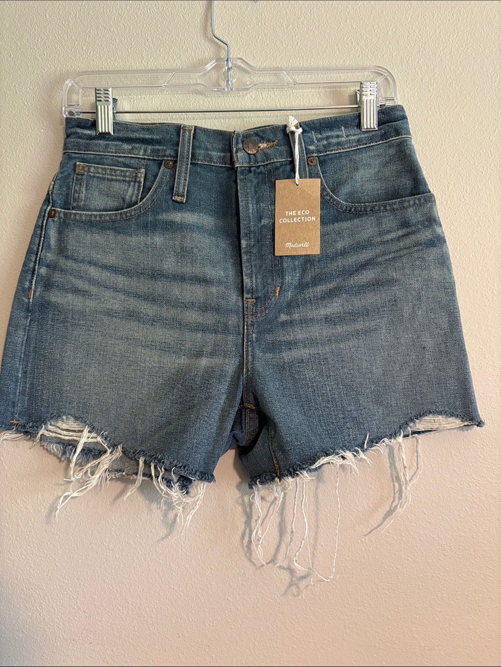 Madewell Frayed Hem High-Rise Denim Shorts - Blue